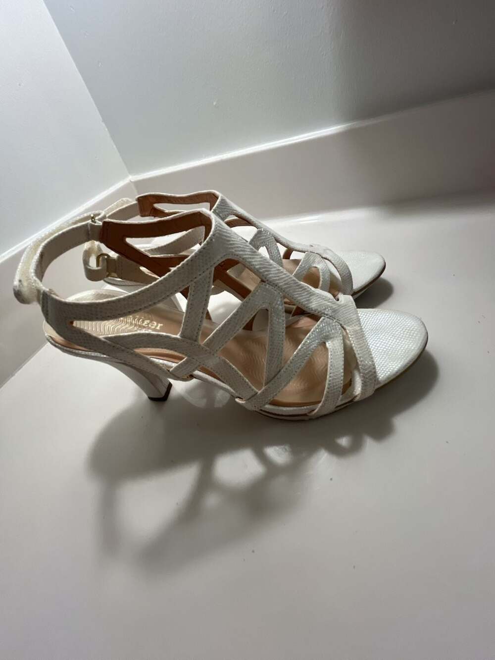 Naturalizer White Danya Strappy Dress Heels